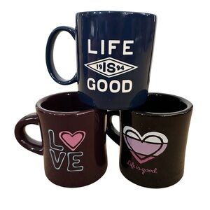 Life is Good ~ set of 3 ~ Blue, Black and Purple Mug